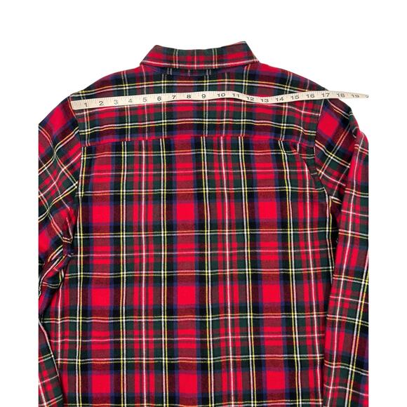LL Bean Womens Red Relaxed Scotch Plaid Button Down Flannel Shirt Size Large - Picture 10 of 10